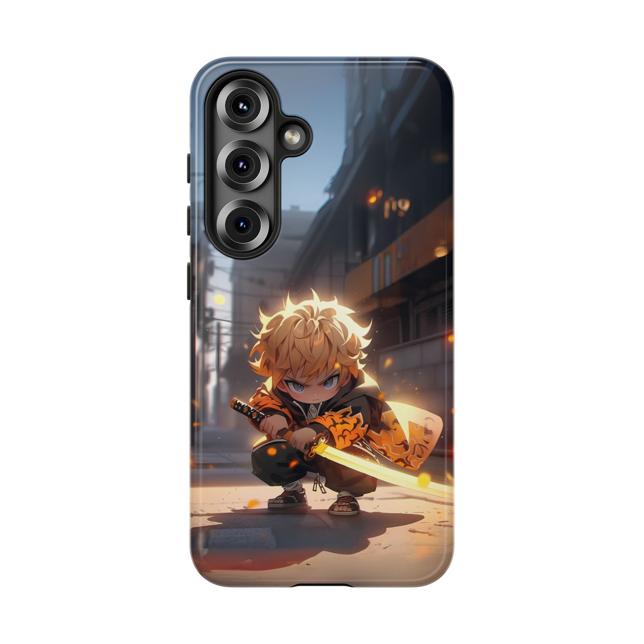 Chibi Zenitsu Lightning Tough Phone Case – Anime Protective Case for iPhone & Samsung, UV Resistant, Durable & Stylish