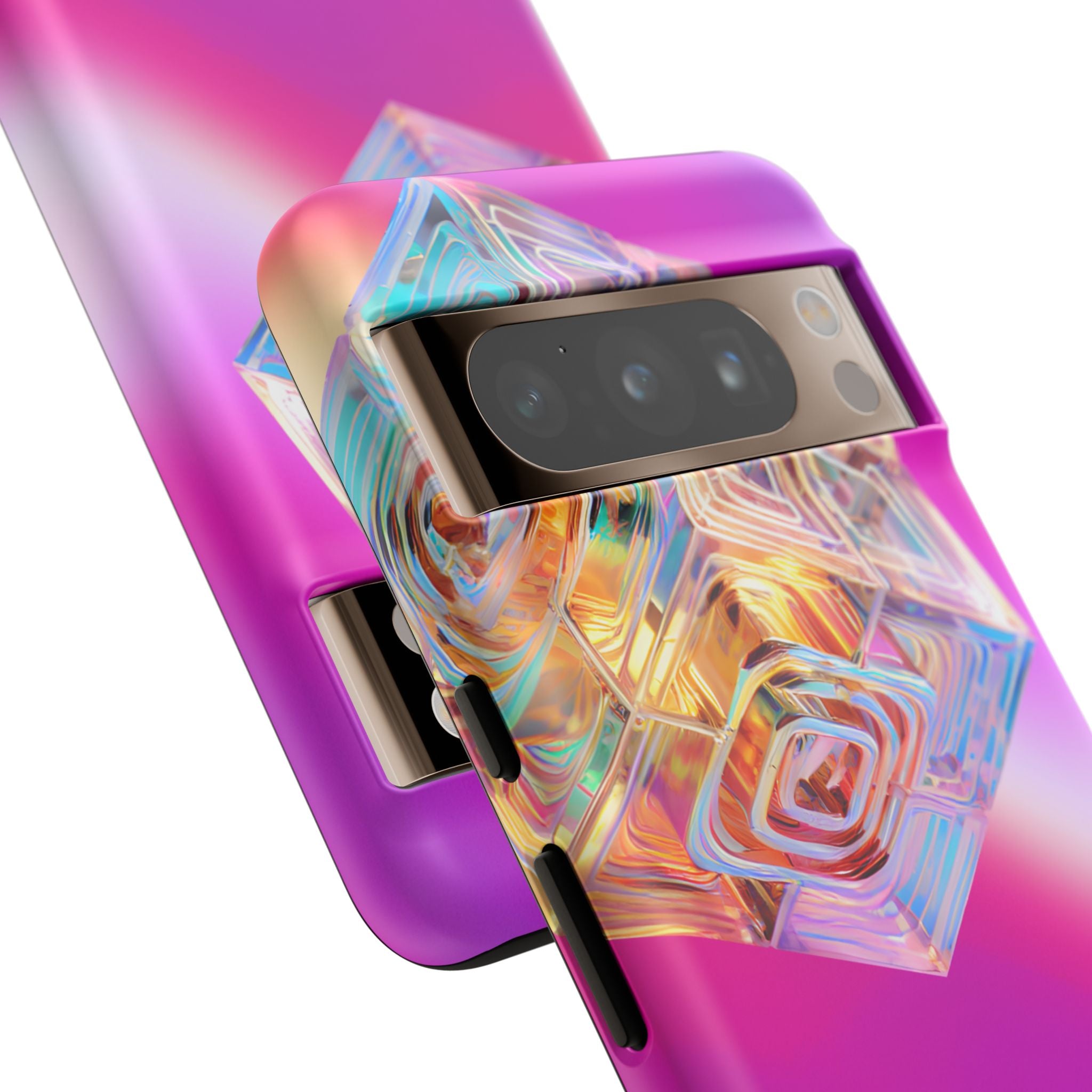 Vibrant 3D Cube Phone Case - Colorful Gradient Art for iPhone, Samsung & Pixel
