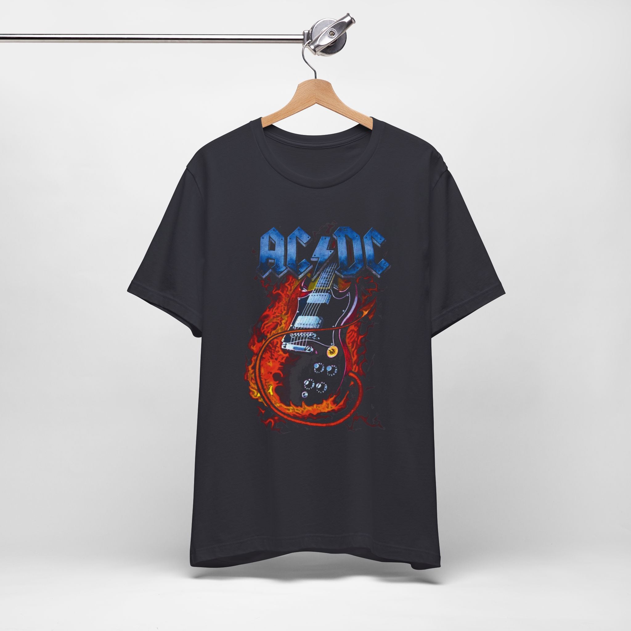 AC/DC Graphic Tee – Rock Band T-Shirt for Fans | Unisex Fit with Flame Guitar Design