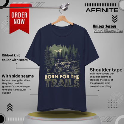 T-Shirt Born for the Trails Unisex Adventure Tee Navy