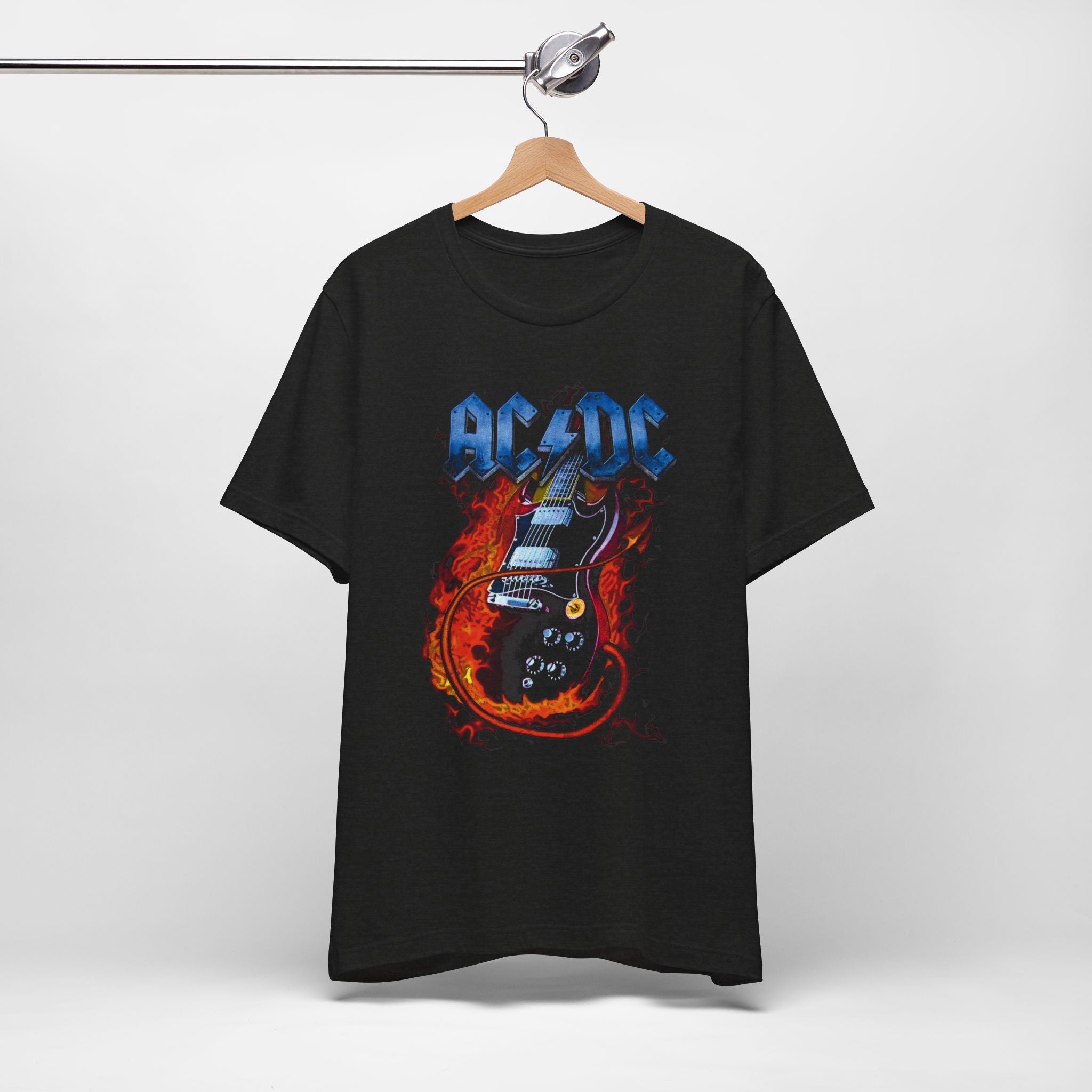 AC/DC Graphic Tee – Rock Band T-Shirt for Fans | Unisex Fit with Flame Guitar Design