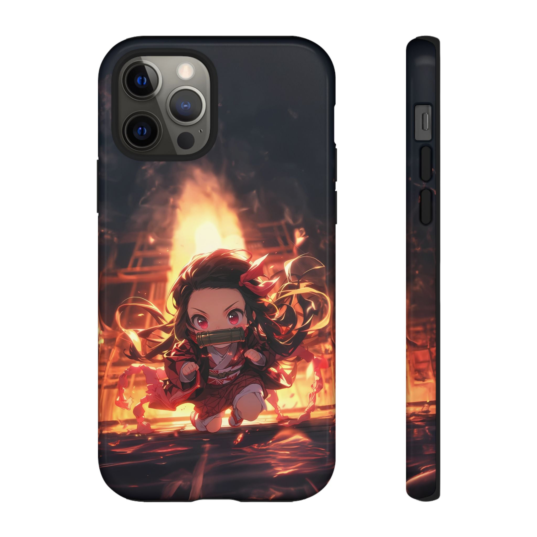 Chibi Nezuko Kamado Tough Phone Case – Anime Protective Case for iPhone & Samsung, UV Resistant, Durable & Stylish