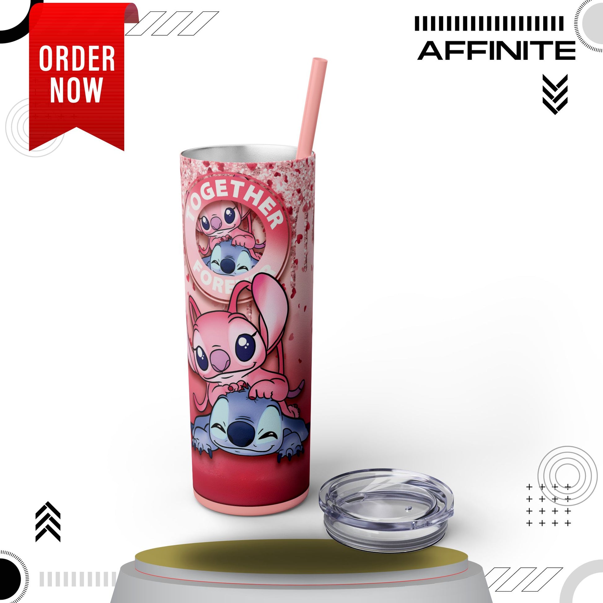 Tumblers Lilo and Stitch Glitter Tumbler - 20oz Disney 'Together Forever' Cup