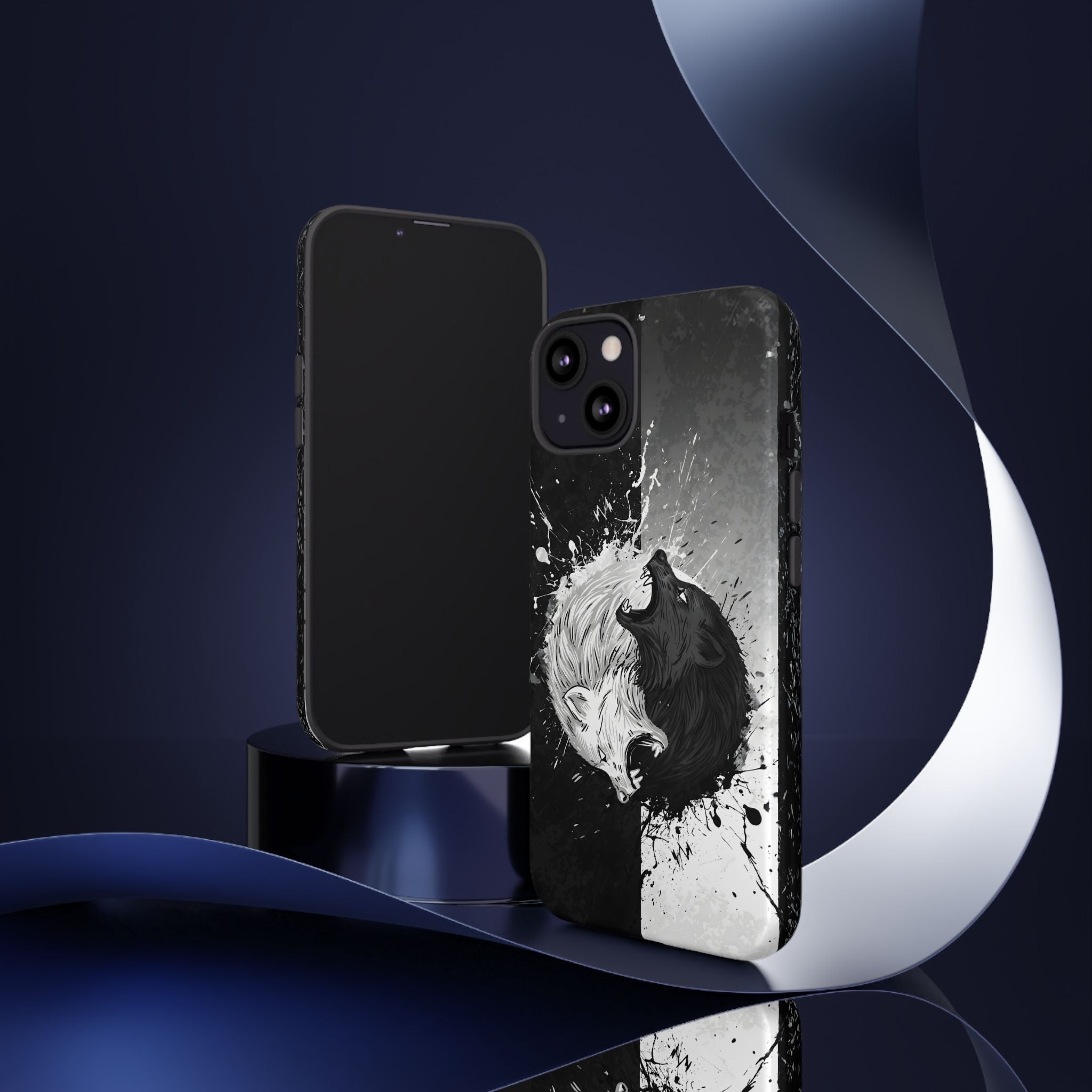 Yin Yang Wolf Phone Case - Dual Layer Protective Cover Tough Cases
