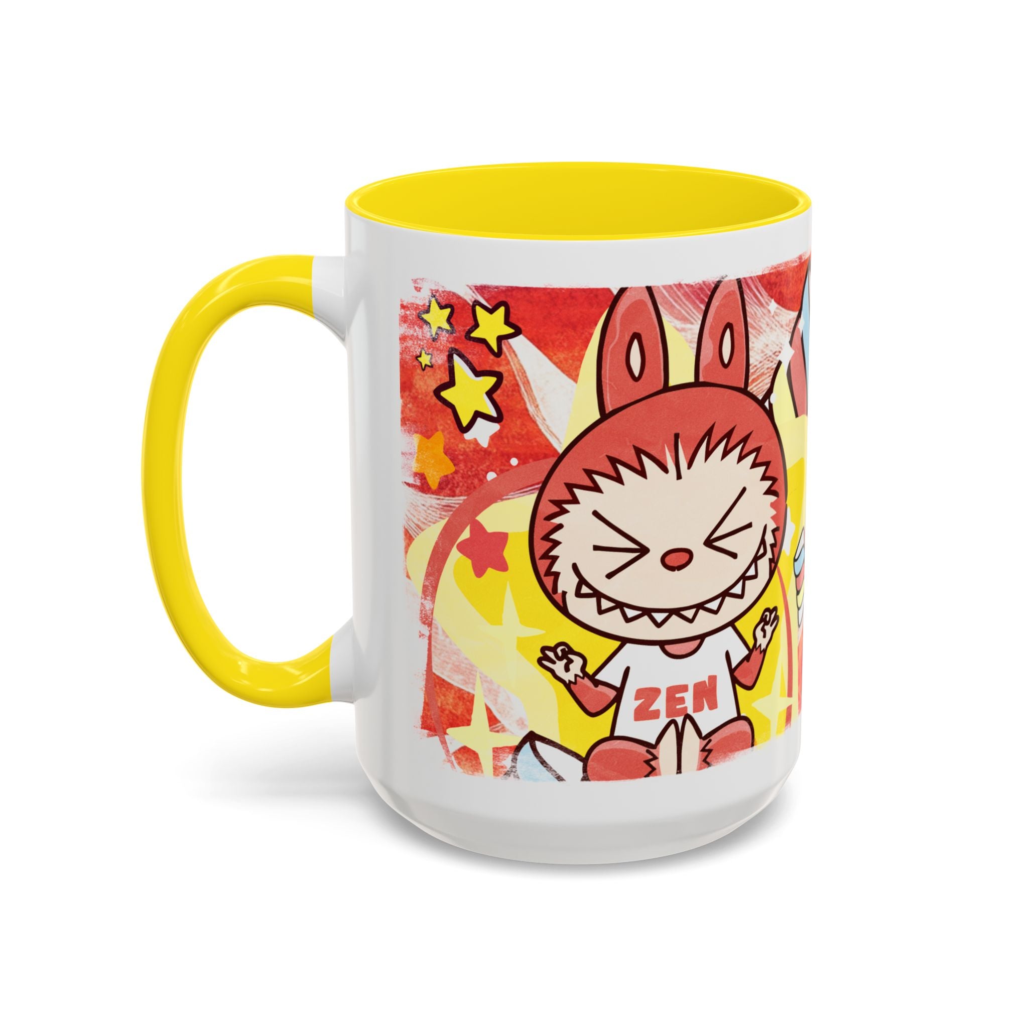 Lazy Yoga Labubu Cartoon Accent Coffee Mug - Fun and Playful Design for Coffee Lovers