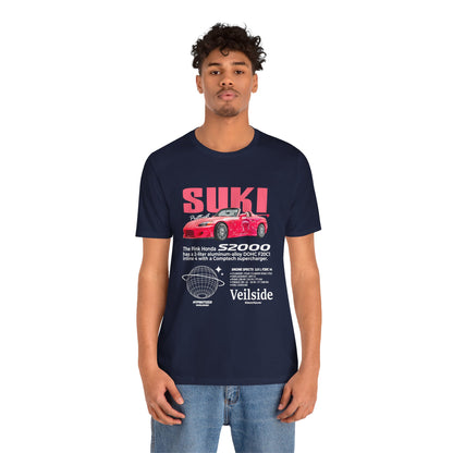 T-Shirt Unisex Graphic Tee - Suki's Pink Honda S2000 Design, Fast Car Anime T-Shirt, Retro Japanese by Bella+Canvas