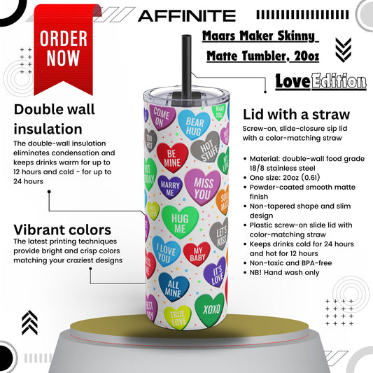 Tumblers Matte Tumbler Cup Love 20oz Black 20oz Matte