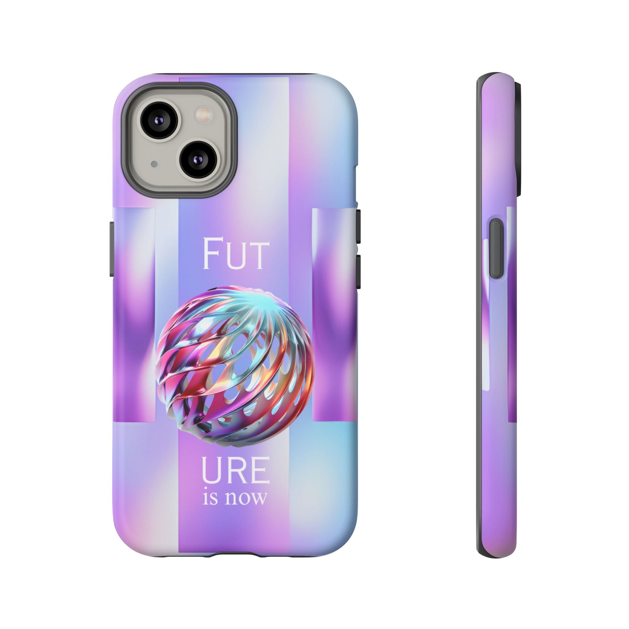 Futuristic Gradient Tough Case – 'Future is Now' 3D Design | Shockproof & UV Protected
