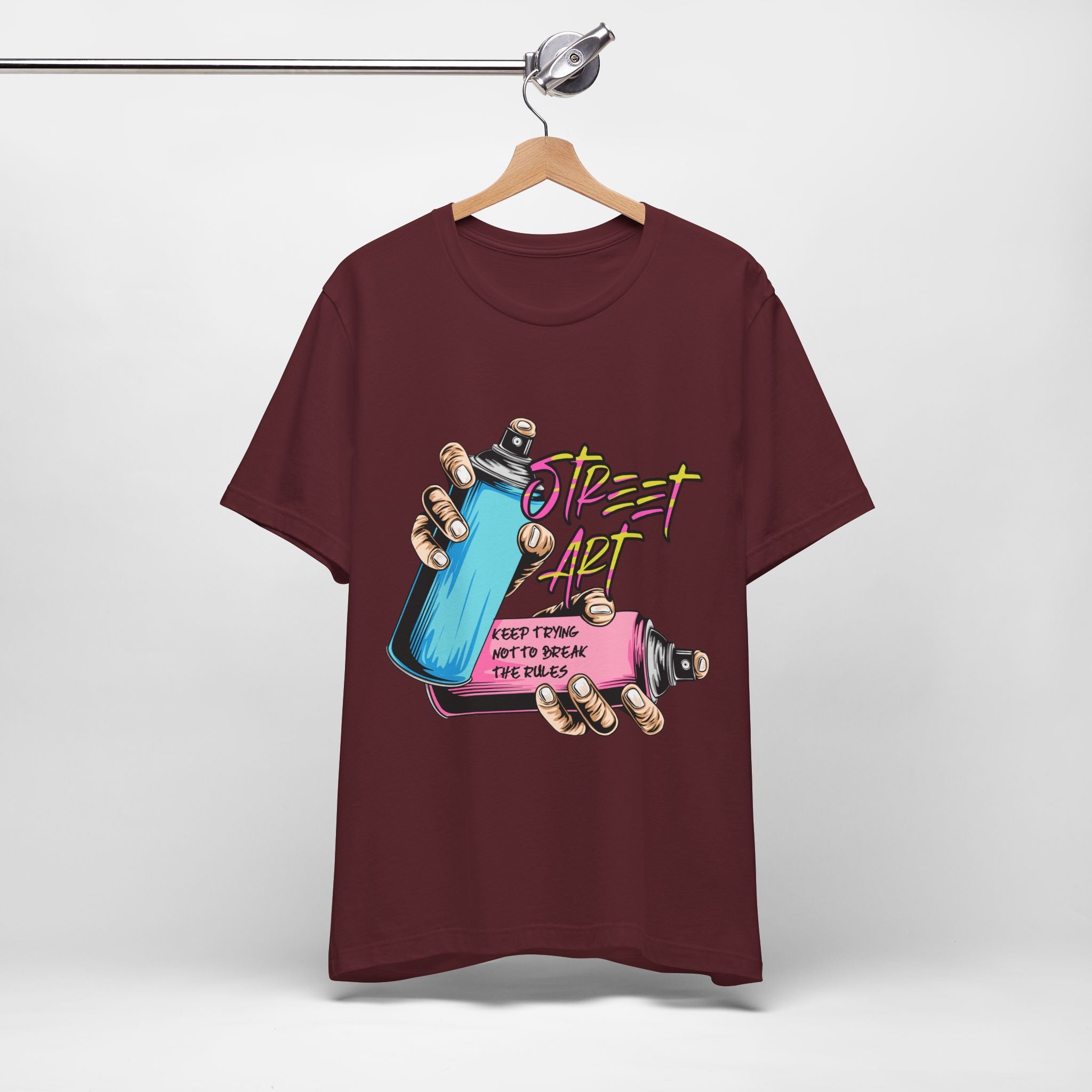 Street Art Graphic Tee – Keep Trying Motivational Unisex Shirt | Soft Cotton for Artists & Rebels