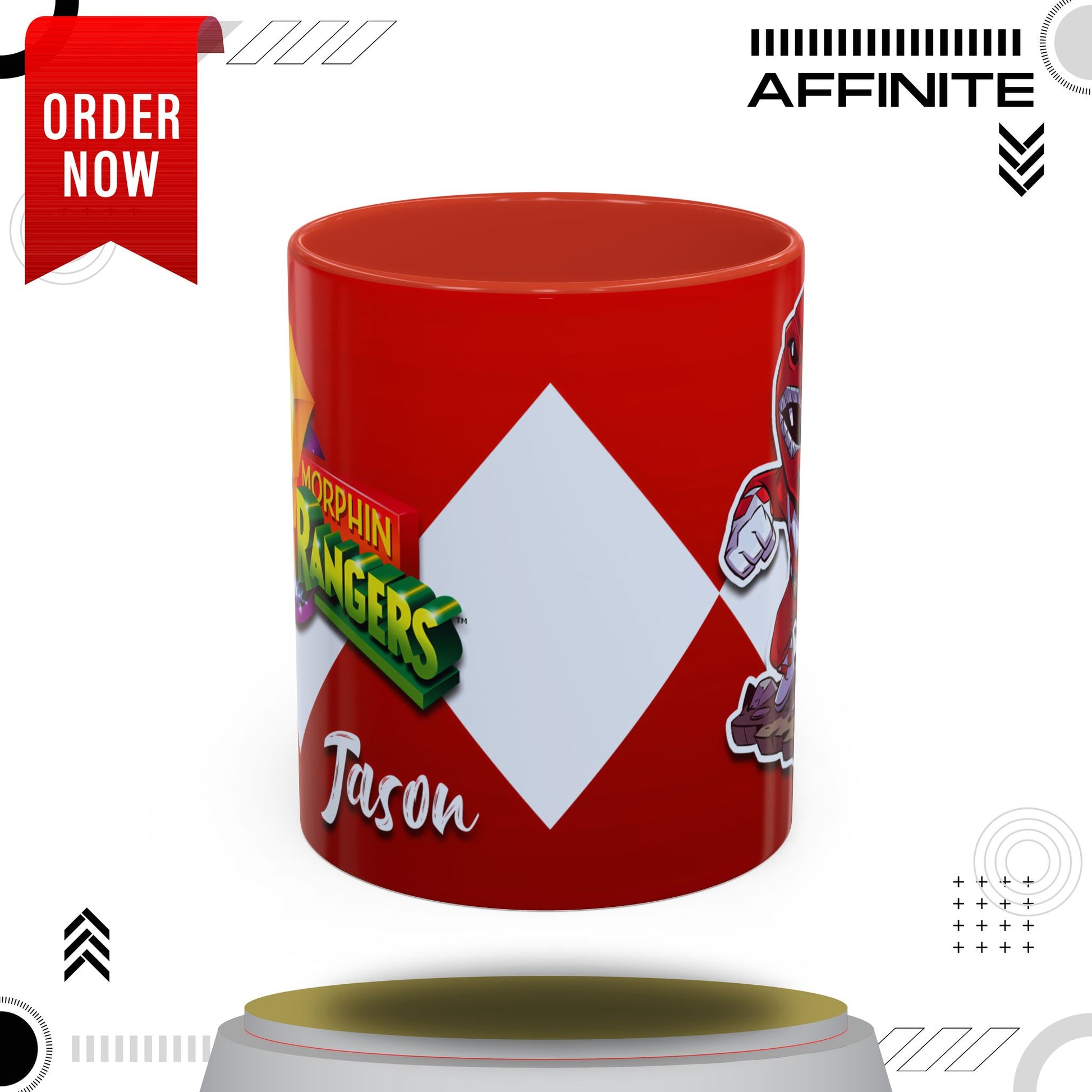 Mug Mighty Morphin Power Rangers Red Ranger Ceramic Mug - 11oz & 15oz Coffee Mug - Accent Mug for Pop Culture Fans