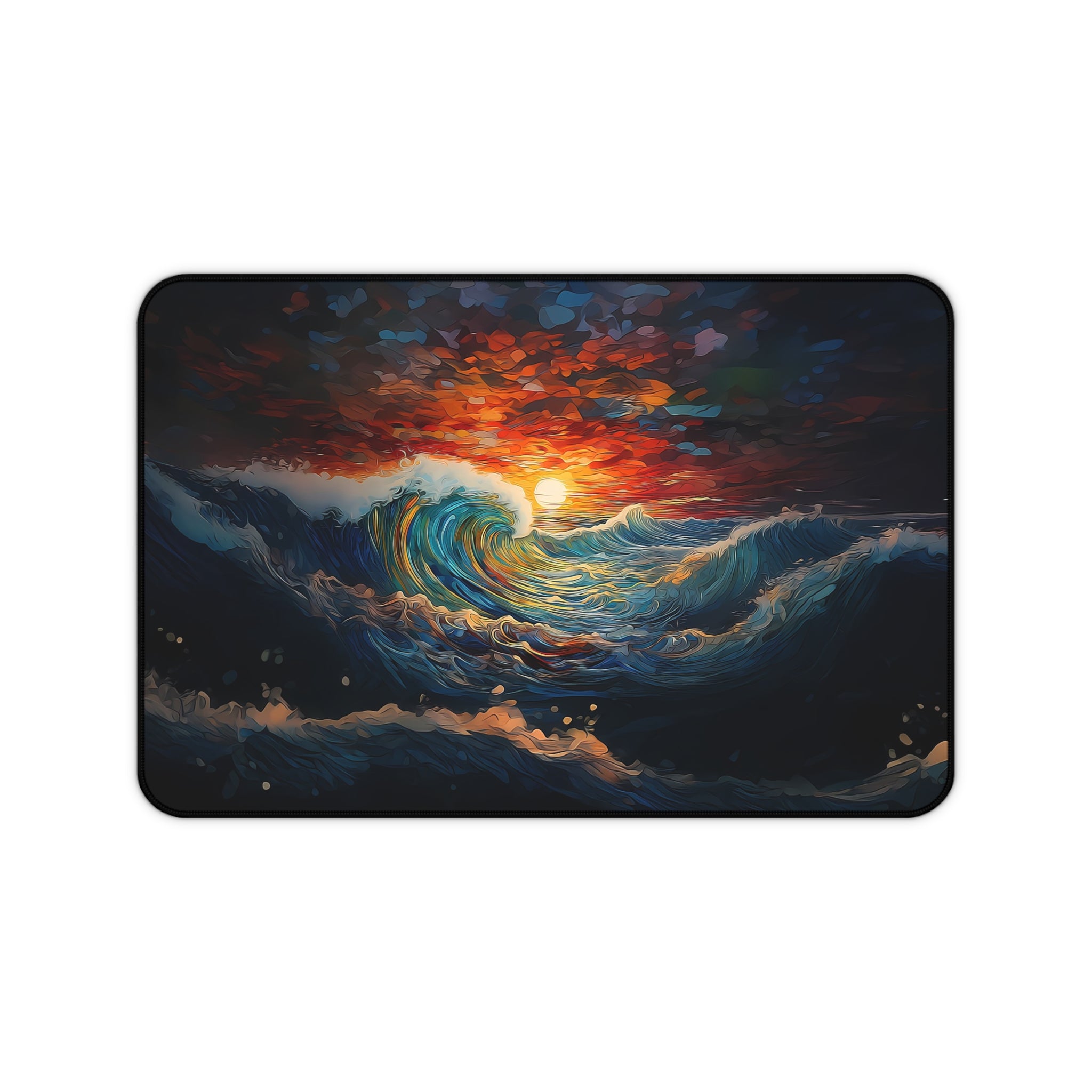 Ocean Sunset Desk Mat - Vibrant Wave Desk Pad for Office & Gaming Mouse Pad