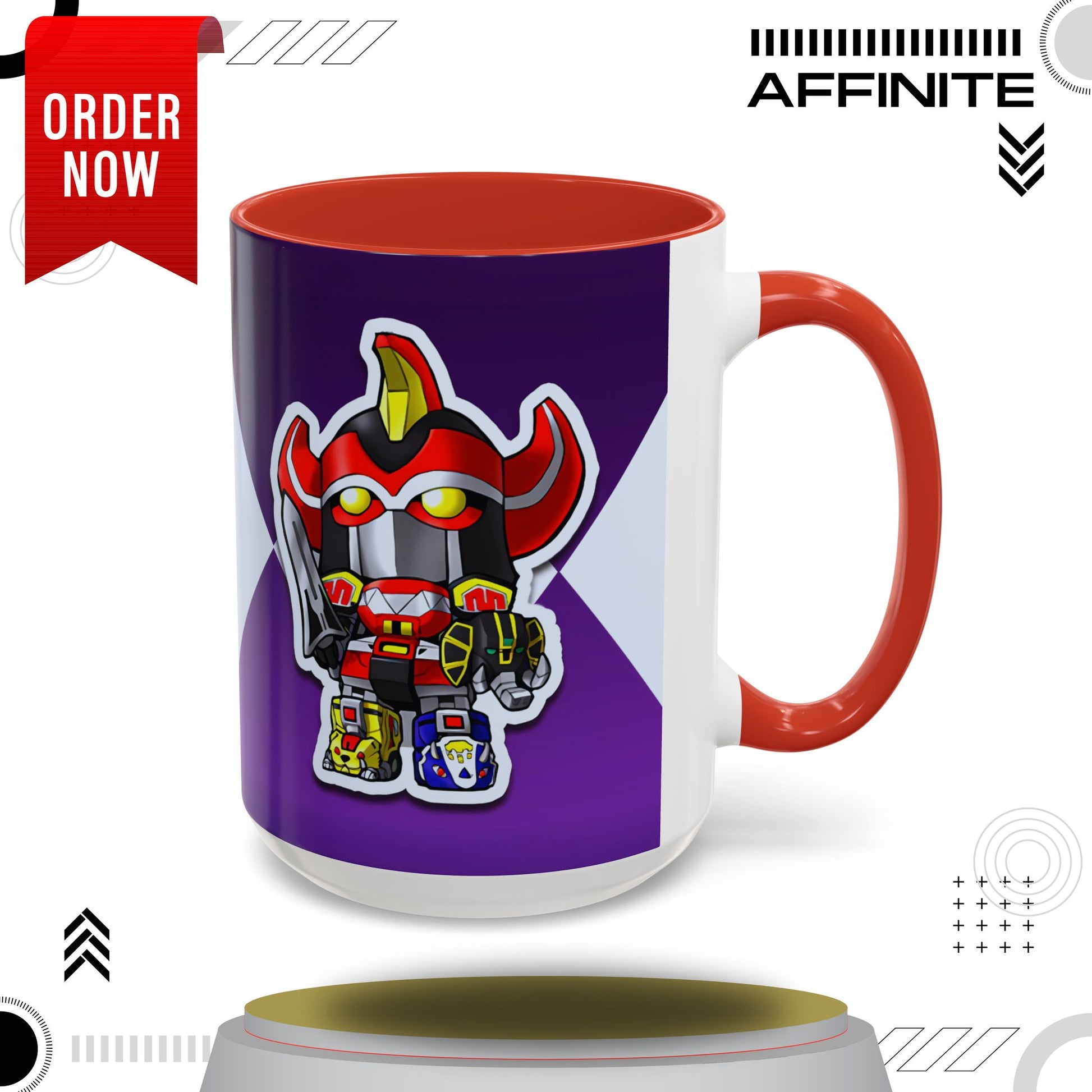 Mug Mighty Morphin Power Rangers Megazord Ceramic Mug - 11oz & 15oz Coffee Mug - Accent Mug for Pop Culture Fans 15oz Red