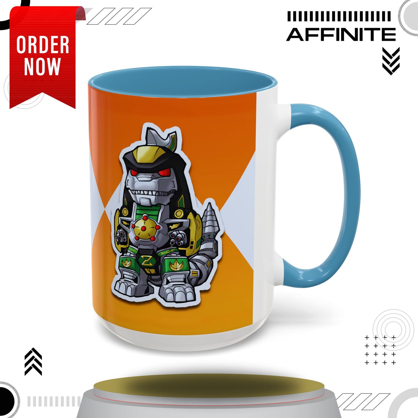 Mug Power Rangers Dragonzord Mug – 11oz & 15oz Ceramic Coffee Cup 15oz Light Blue