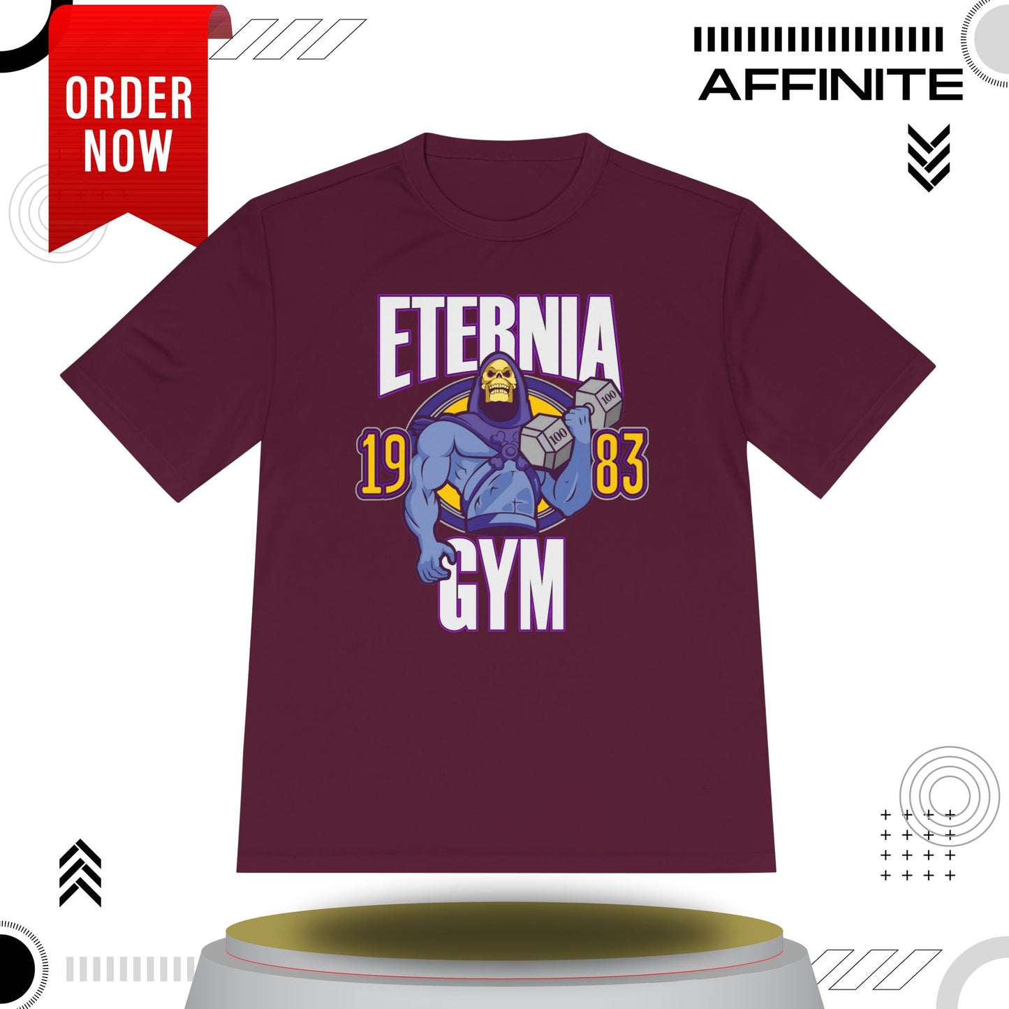 T-Shirt Eternia Gym Unisex Moisture Wicking Tee - Vintage Muscle Workout Shirt Maroon