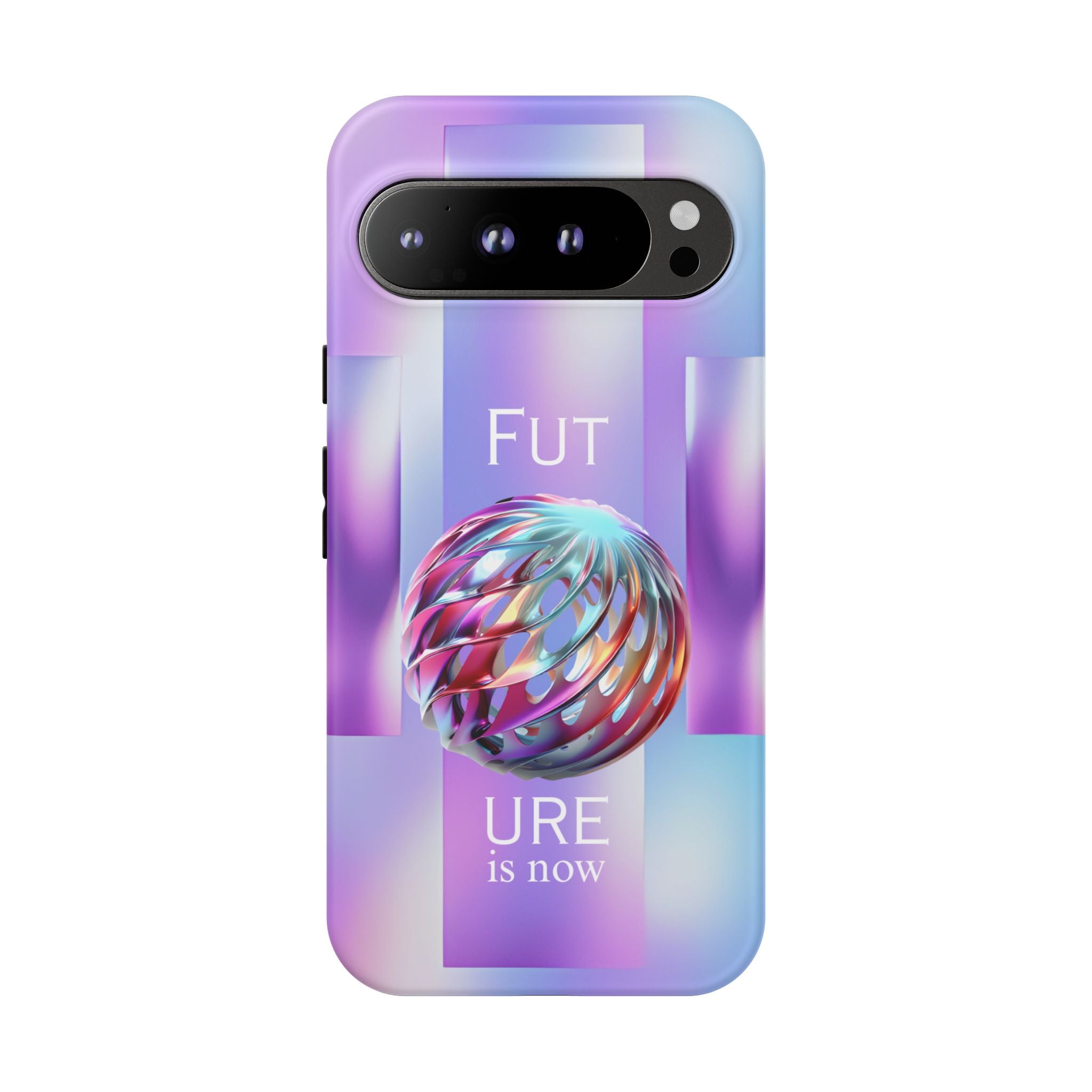 Futuristic Gradient Tough Case – 'Future is Now' 3D Design | Shockproof & UV Protected