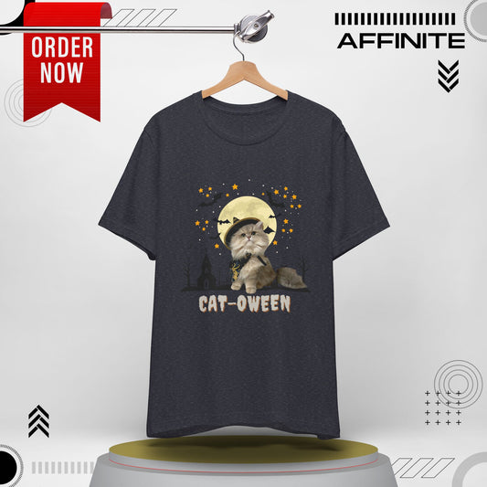 T-Shirt Unisex Halloween Cat Tee Good ‘Cat-oween’ – Perfect for Cat Lovers & Halloween Fans! Heather Navy