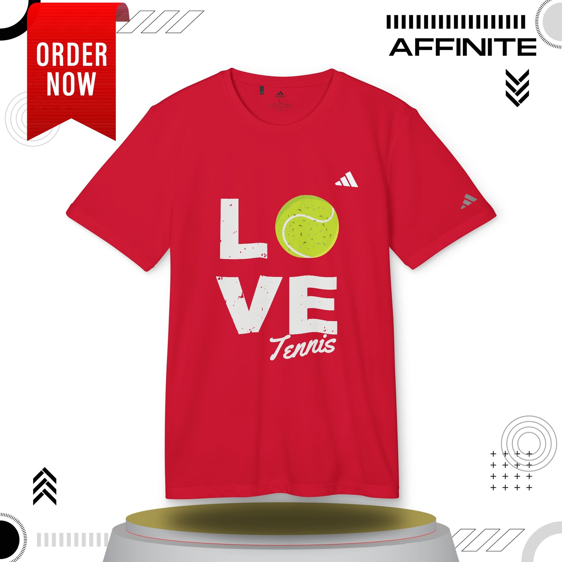T-Shirt Love Tennis Unisex Sport T-shirt, Athletic Tee, Gift for Tennis Lovers, Tennis Apparel, Sportswear, Fitness Clothing by Adidas Power Red