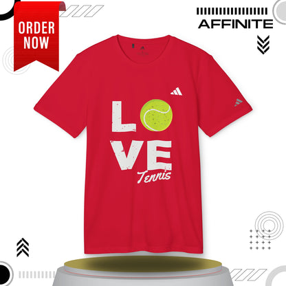 T-Shirt Love Tennis Unisex Sport T-shirt, Athletic Tee, Gift for Tennis Lovers, Tennis Apparel, Sportswear, Fitness Clothing by Adidas Power Red