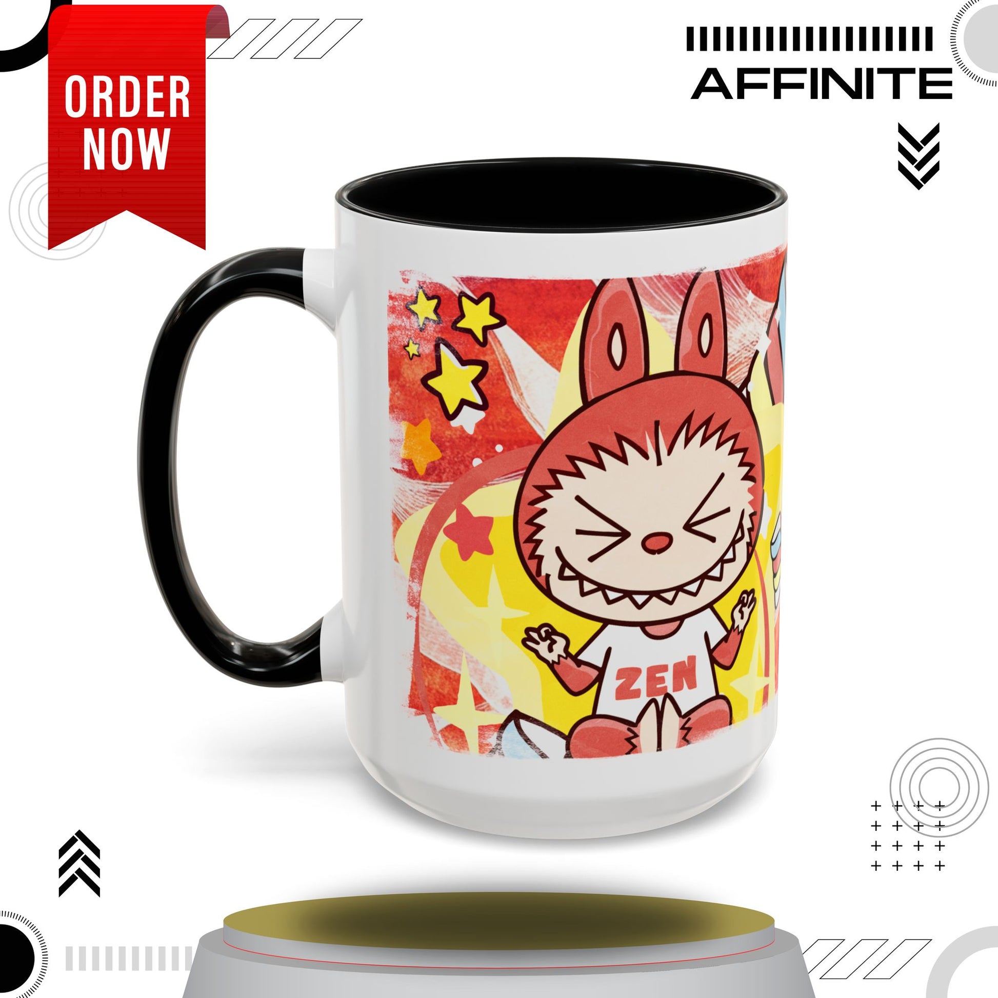 Mug Lazy Yoga Labubu Cartoon Accent Coffee Mug - Fun and Playful Design for Coffee Lovers