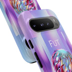 Futuristic Gradient Tough Case – 'Future is Now' 3D Design | Shockproof & UV Protected