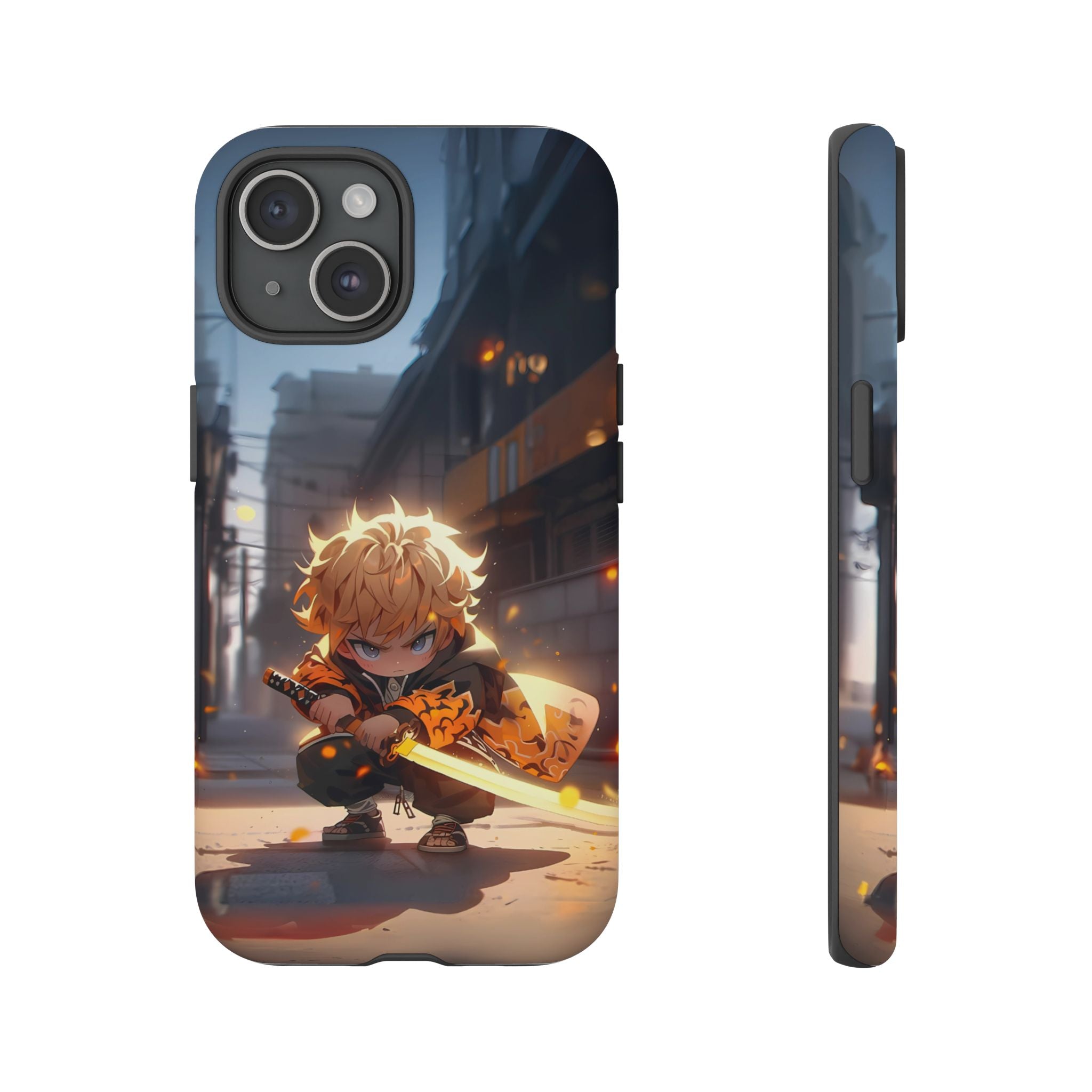 Chibi Zenitsu Lightning Tough Phone Case – Anime Protective Case for iPhone & Samsung, UV Resistant, Durable & Stylish