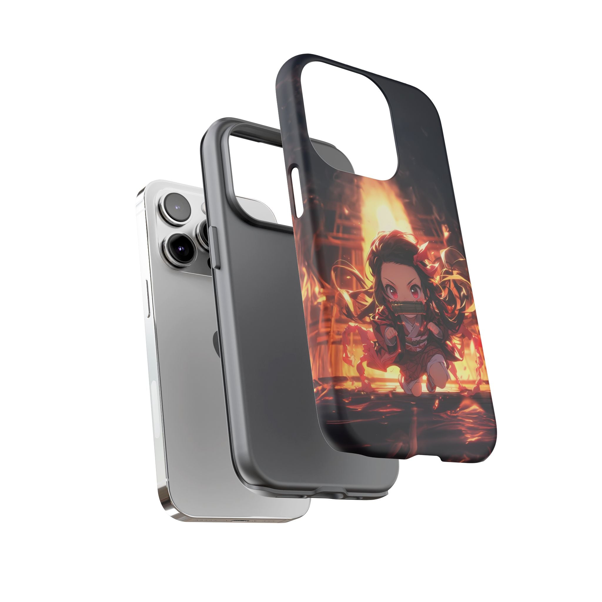 Chibi Nezuko Kamado Tough Phone Case – Anime Protective Case for iPhone & Samsung, UV Resistant, Durable & Stylish