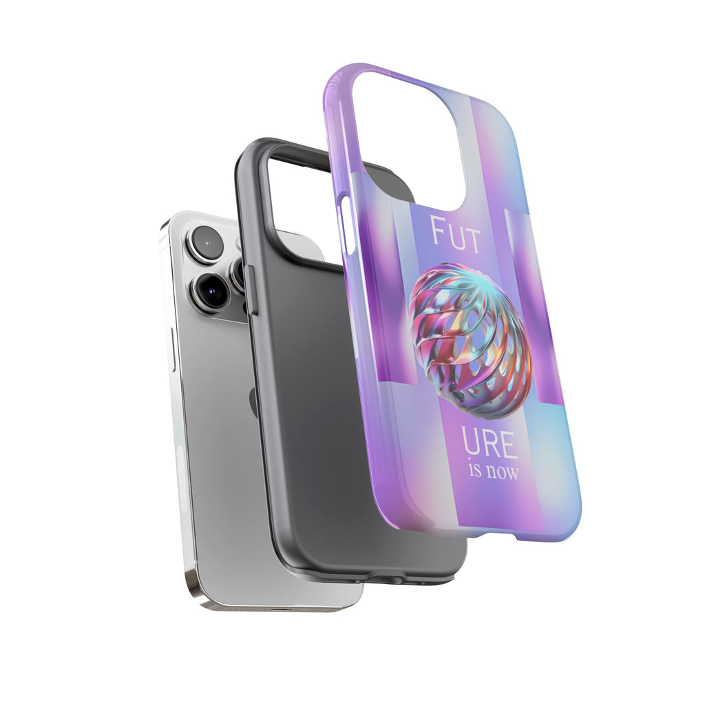 Futuristic Gradient Tough Case – 'Future is Now' 3D Design | Shockproof & UV Protected