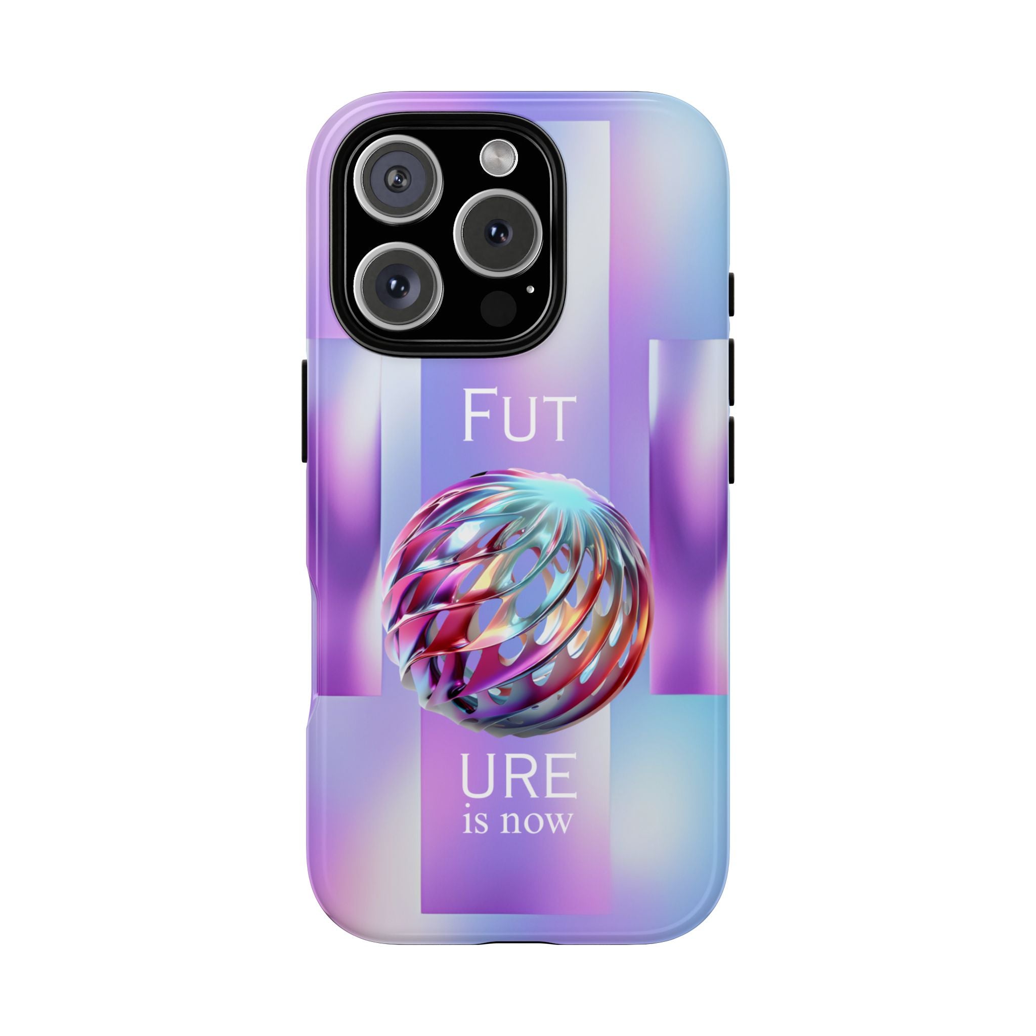 Futuristic Gradient Tough Case – 'Future is Now' 3D Design | Shockproof & UV Protected