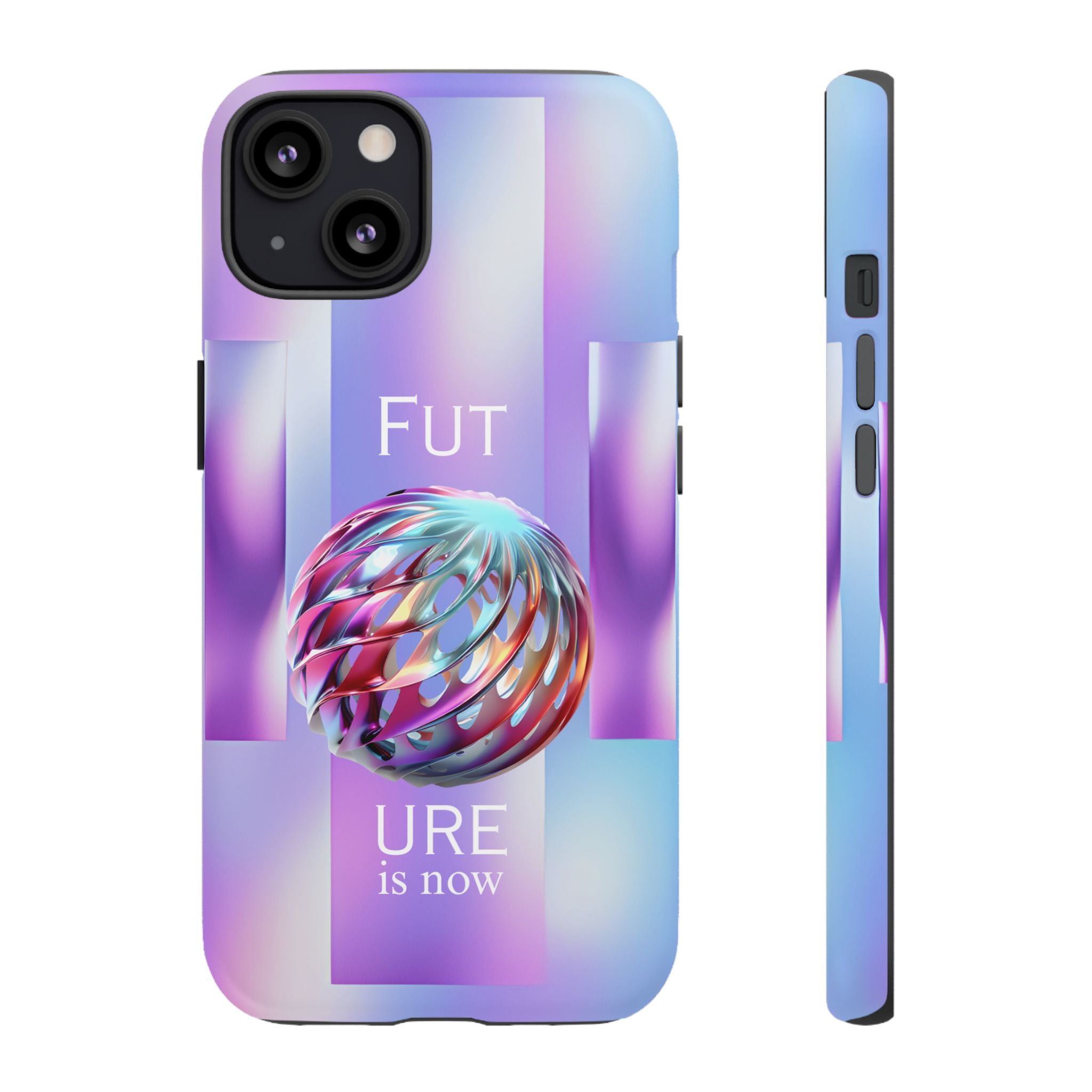 Futuristic Gradient Tough Case – 'Future is Now' 3D Design | Shockproof & UV Protected