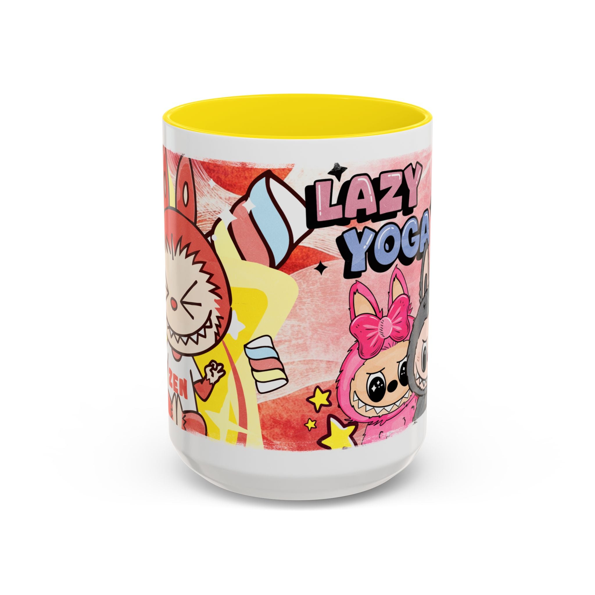 Lazy Yoga Labubu Cartoon Accent Coffee Mug - Fun and Playful Design for Coffee Lovers