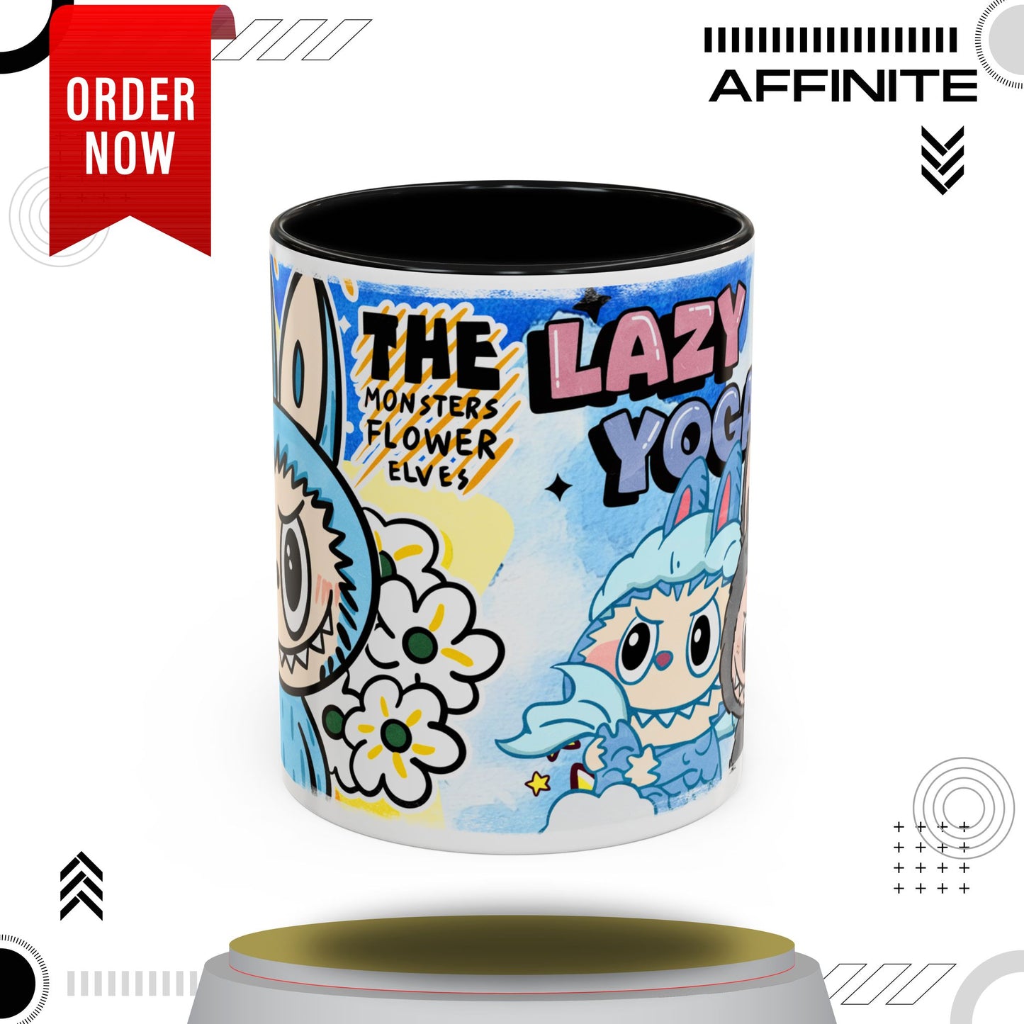 Mug Lazy Yoga Monsters Coffee Mug - Fun Accent Mug for Yoga Lovers 11oz Black
