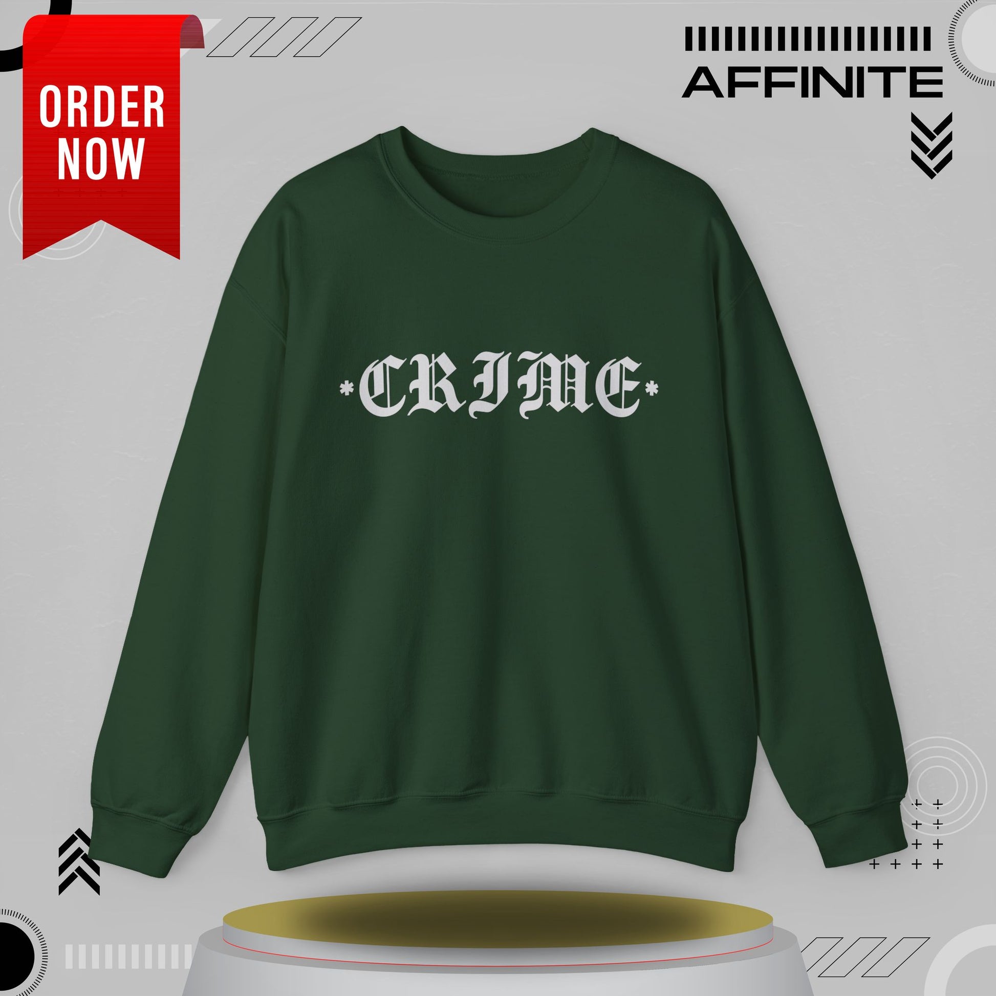 Sweatshirt CRIME Graphic Sweatshirt - Unisex Heavy Blend Crewneck (Cotton/Polyester) Forest Green