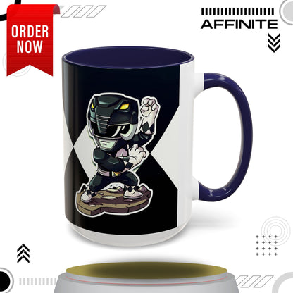 Mug Mighty Morphin Power Rangers Black Ranger Ceramic Mug - 11oz & 15oz Coffee Mug - Accent Mug for Pop Culture Fans 15oz Navy