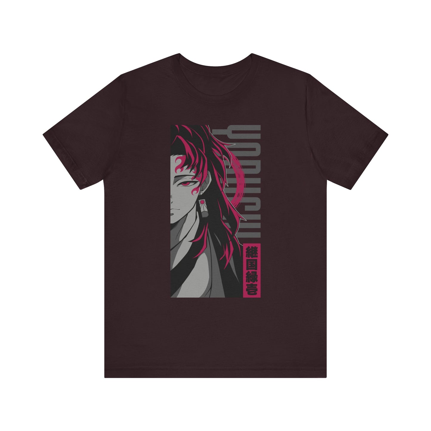 T-Shirt Yoriichi Anime T-Shirt - Demon Slayer Inspired Graphic Tee (Unisex Cotton) Oxblood Black