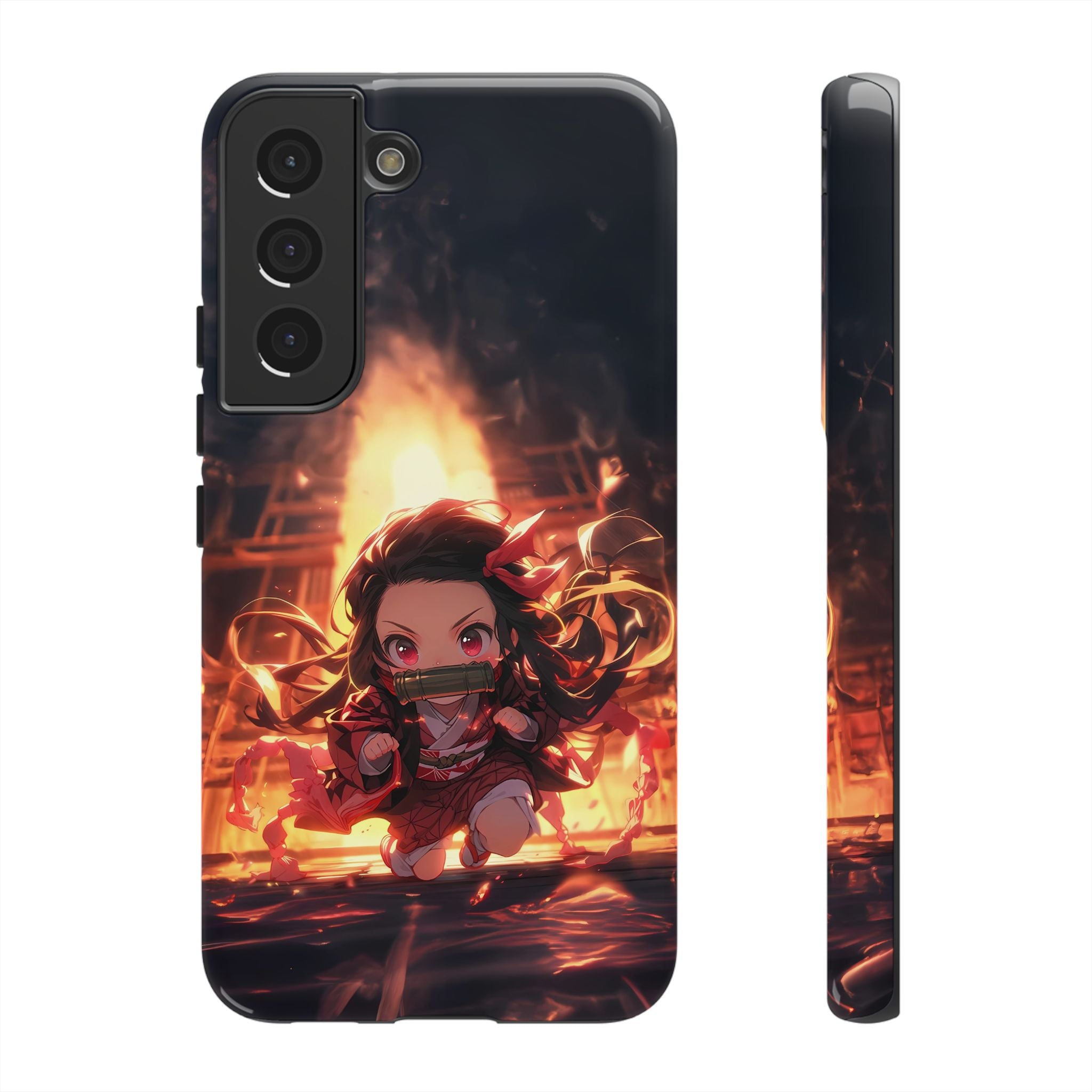Chibi Nezuko Kamado Tough Phone Case – Anime Protective Case for iPhone & Samsung, UV Resistant, Durable & Stylish