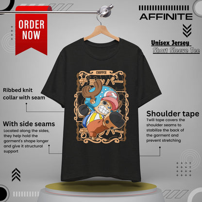T-Shirt Anime-Inspired Unisex Short Sleeve Tee - 100% Cotton Chopper T-Shirt by Bella+Canvas Black Heather