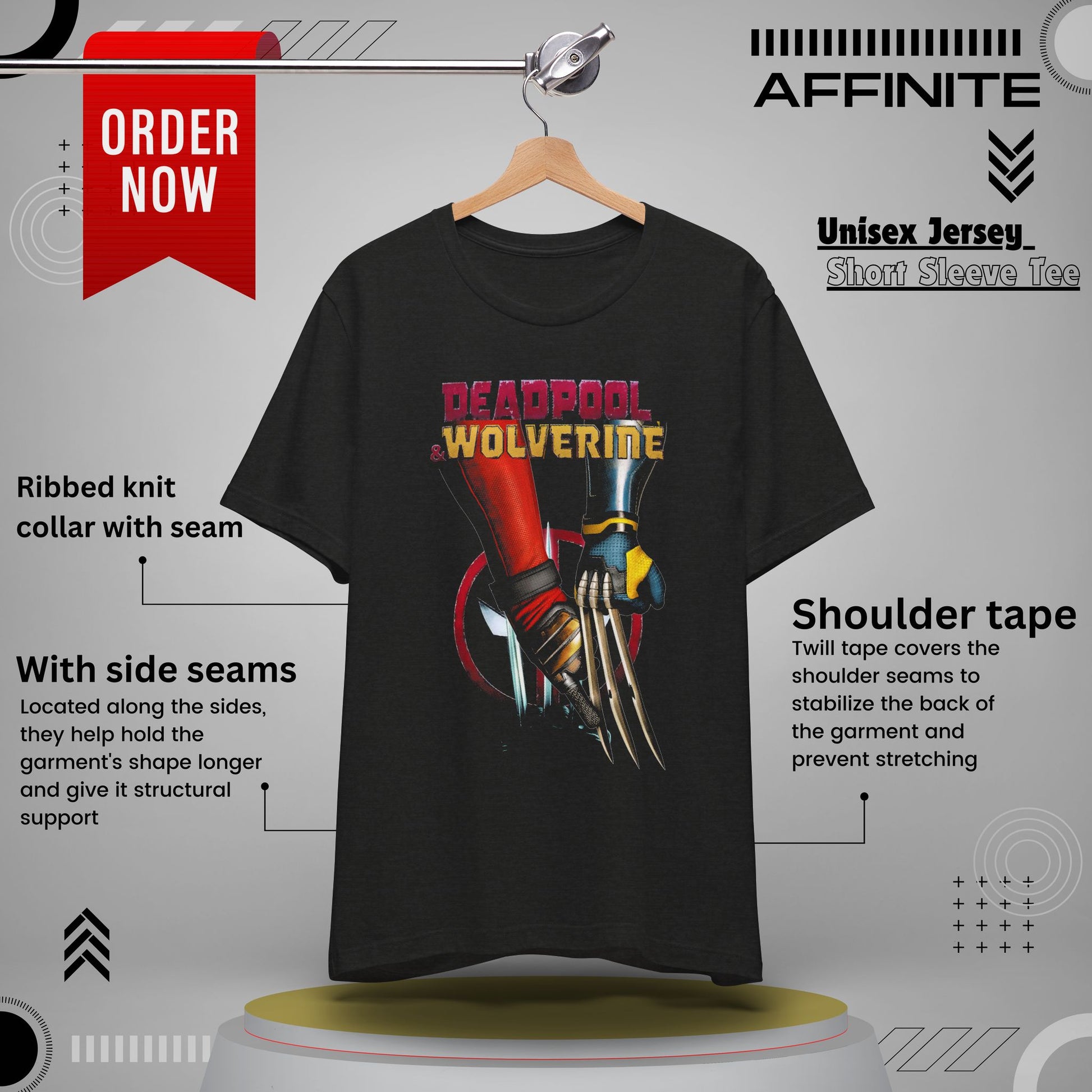 T-Shirt Deadpool & Wolverine Unisex Tee - Comic Book Style Graphic Shirt Black Heather