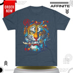 T-Shirt Cotton Graphic Tee - Fearless Tiger Tri-Blend Crew (Unisex) Tri-Blend Indigo