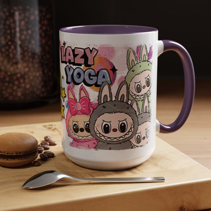 Mug Playful Lazy Yoga Labubu Coffee Mug - Fun Design for Relaxation Lovers