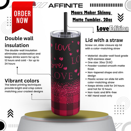 Tumblers Maars Maker Tumbler - 20oz Skinny Matte Insulated Cup (Hot/Cold) Black 20oz Matte