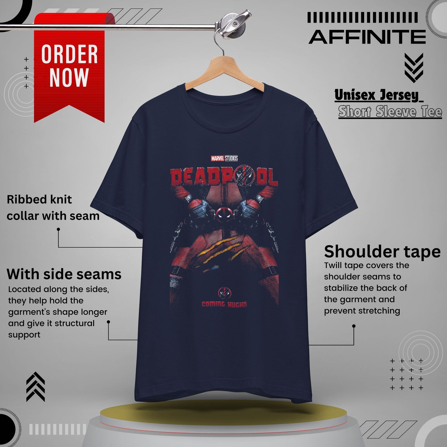 T-Shirt Deadpool Graphic Tee - Superhero Fan T-Shirt for Men & Women Navy