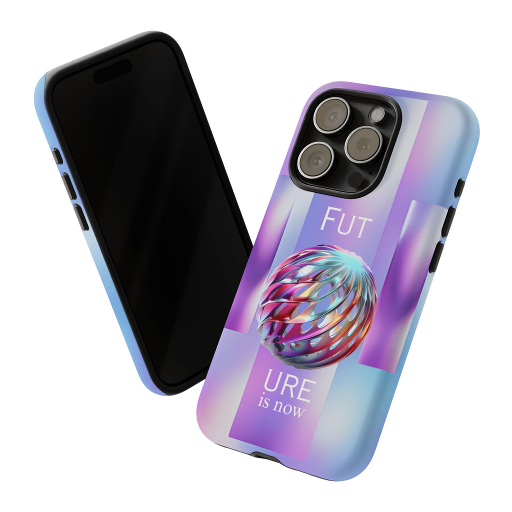 Futuristic Gradient Tough Case – 'Future is Now' 3D Design | Shockproof & UV Protected