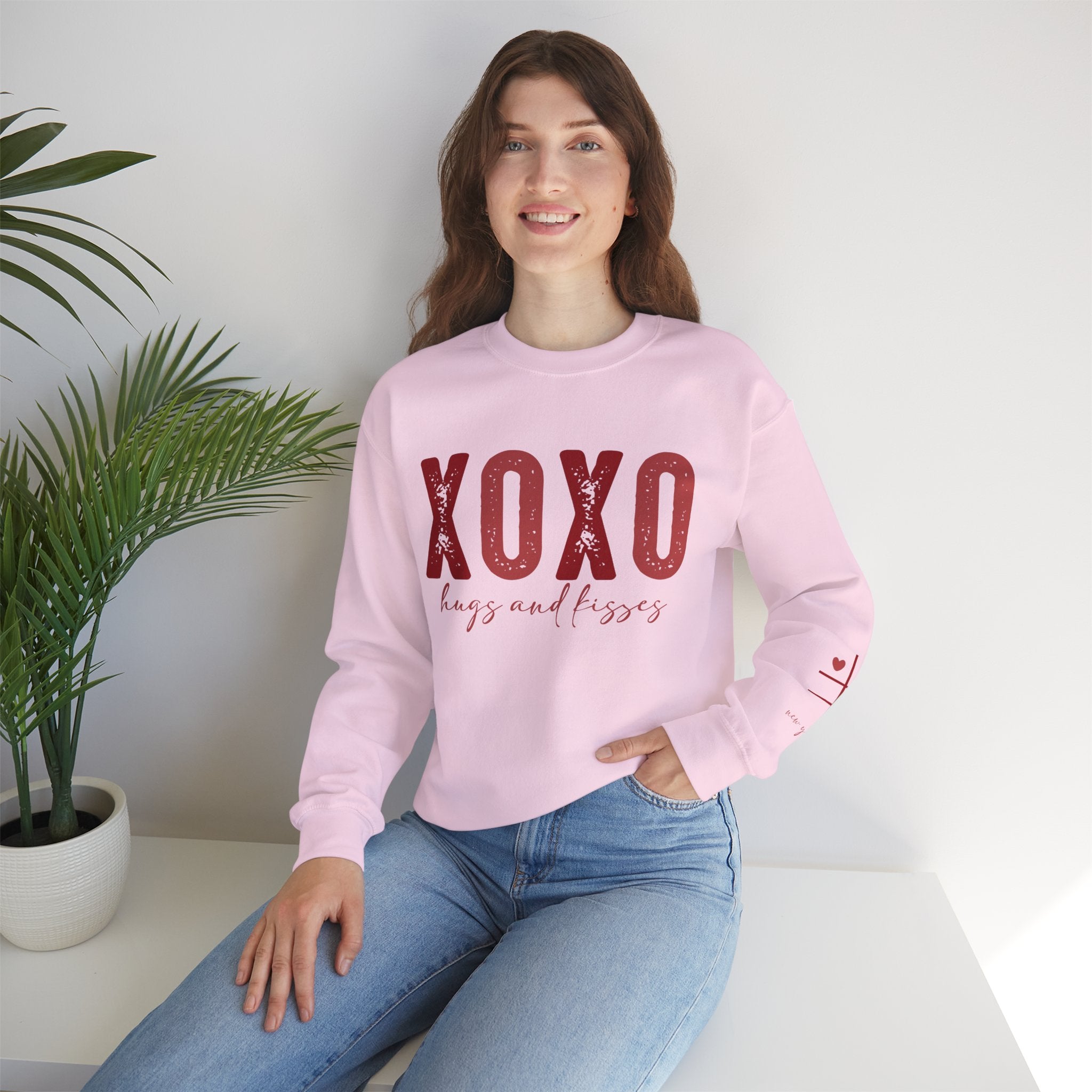XOXO Hugs and Kisses Crewneck Sweatshirt - Cozy Valentine's Day Gift