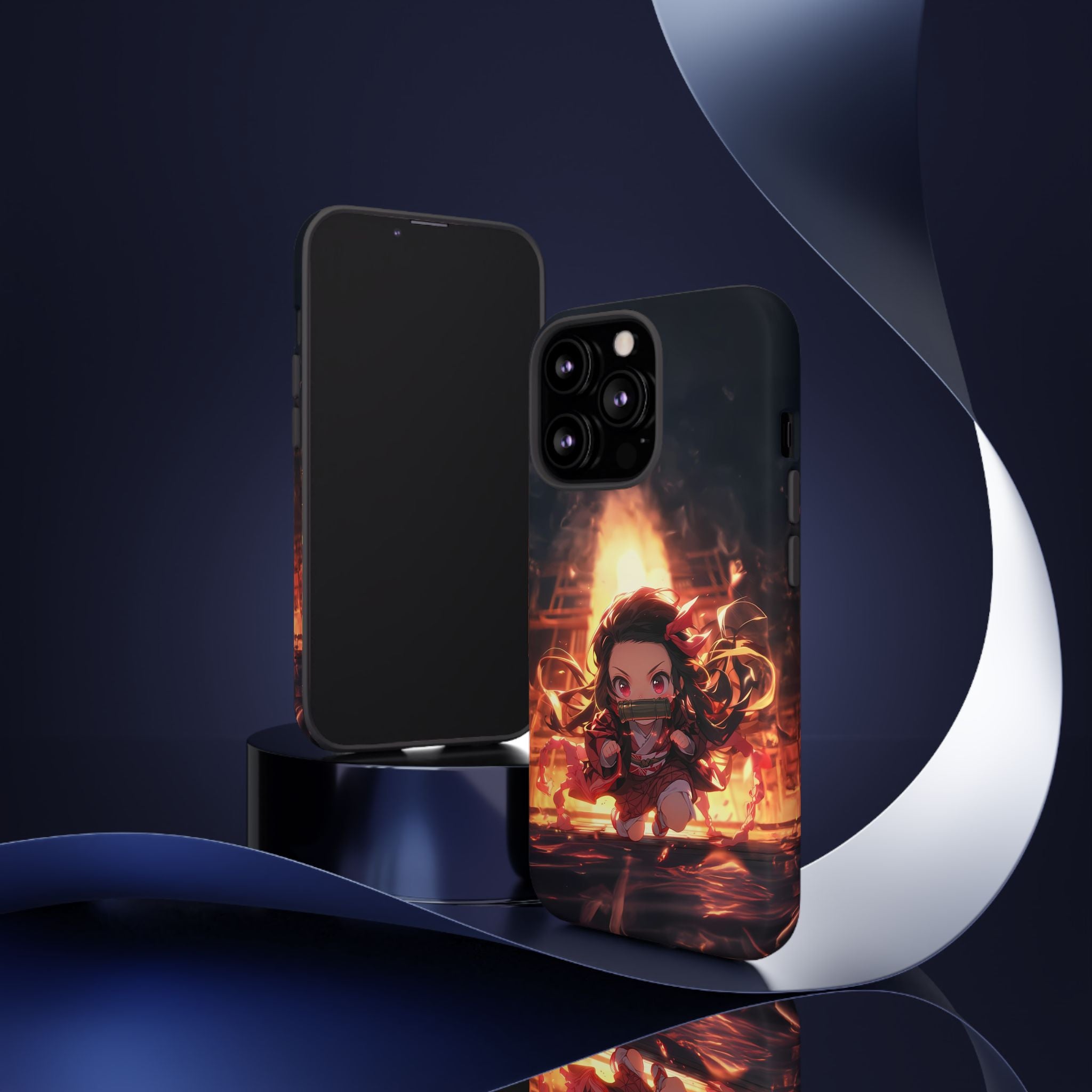 Chibi Nezuko Kamado Tough Phone Case – Anime Protective Case for iPhone & Samsung, UV Resistant, Durable & Stylish