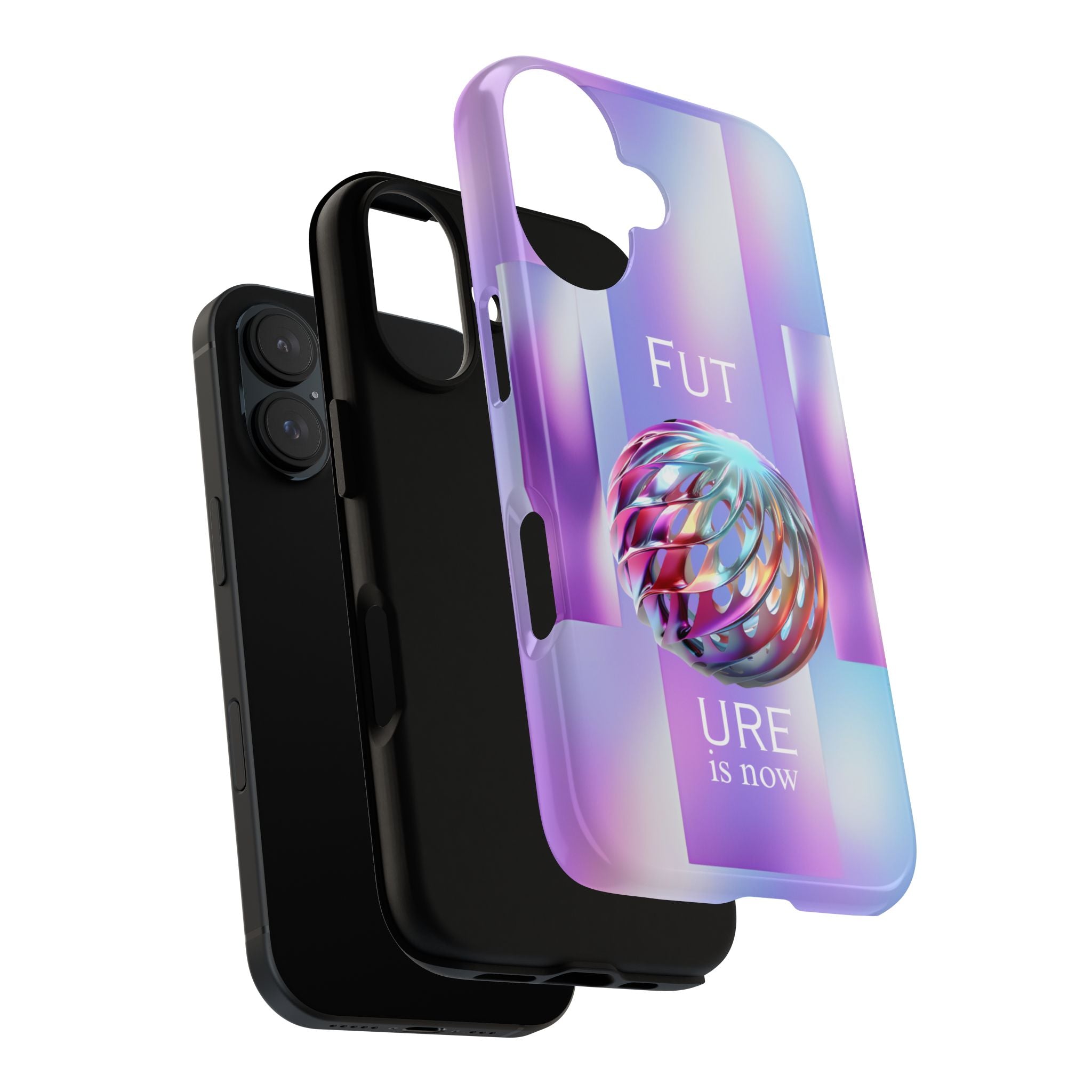 Futuristic Gradient Tough Case – 'Future is Now' 3D Design | Shockproof & UV Protected