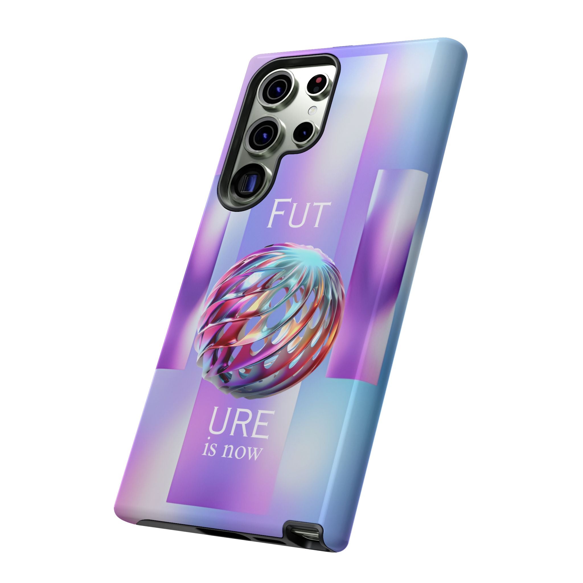 Futuristic Gradient Tough Case – 'Future is Now' 3D Design | Shockproof & UV Protected