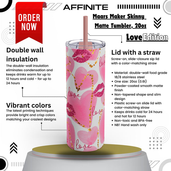 Love inspired tumbler in Dusty Rose color on white background