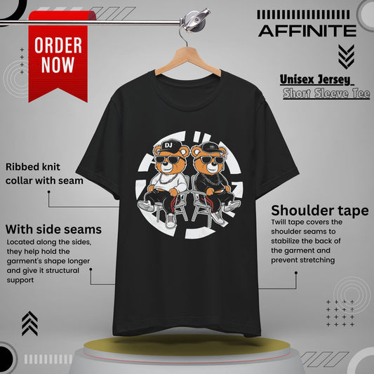 T-Shirt Awesome Bear T-Shirt - Fun Graphic Unisex Tee for Teen & Adults (100% Cotton) Black