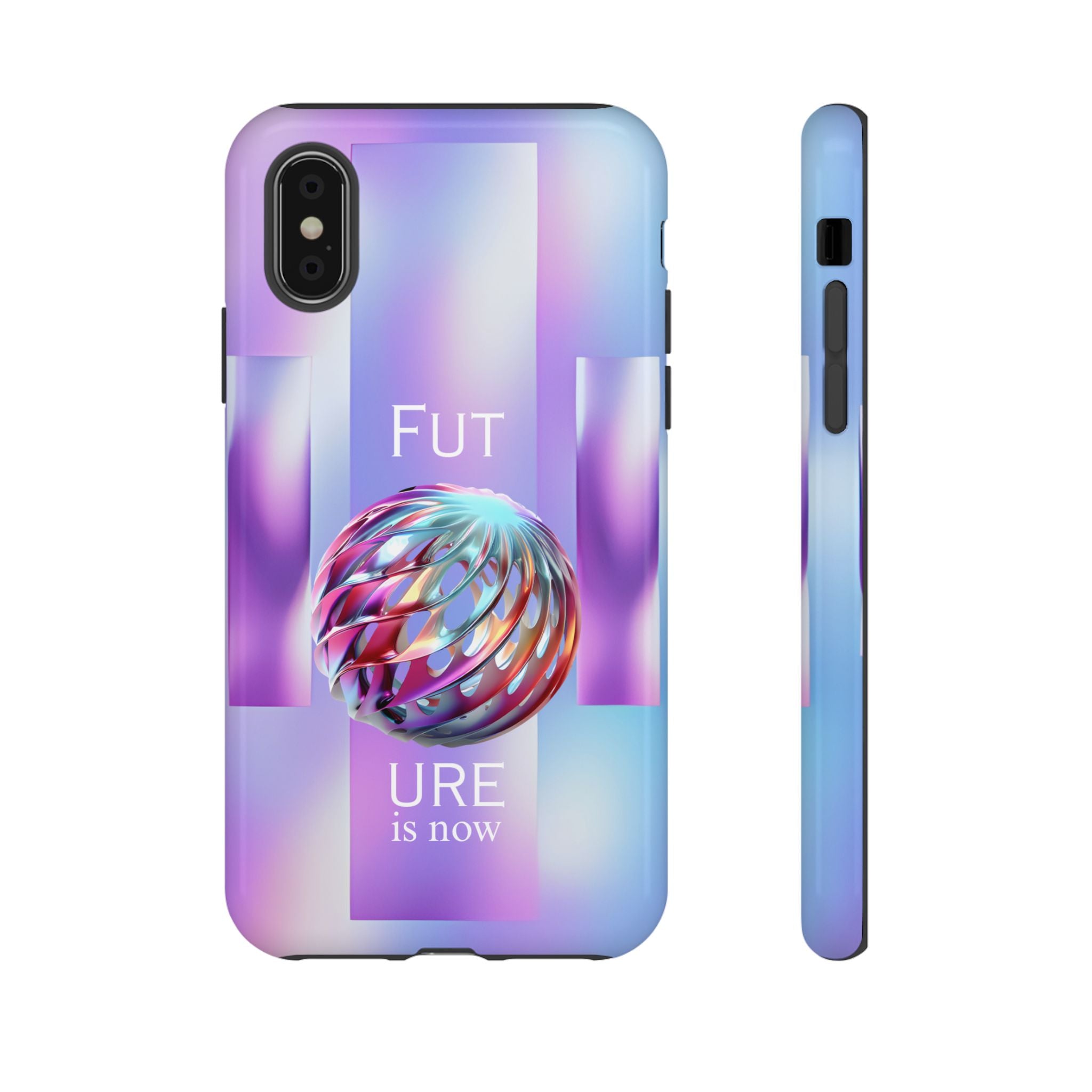 Futuristic Gradient Tough Case – 'Future is Now' 3D Design | Shockproof & UV Protected