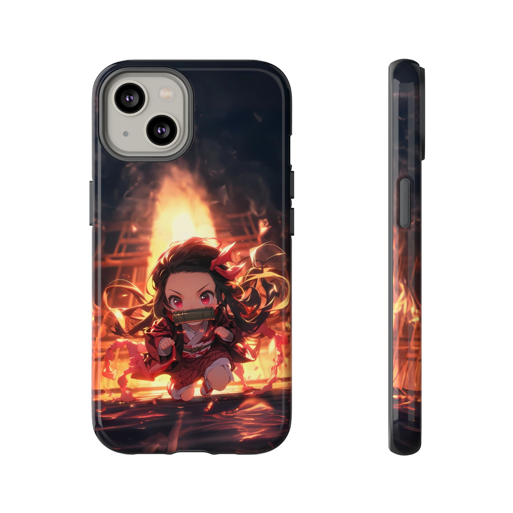Chibi Nezuko Kamado Tough Phone Case – Anime Protective Case for iPhone & Samsung, UV Resistant, Durable & Stylish
